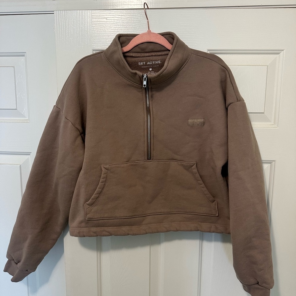 SET Active Zip-Up Sweater in Brown